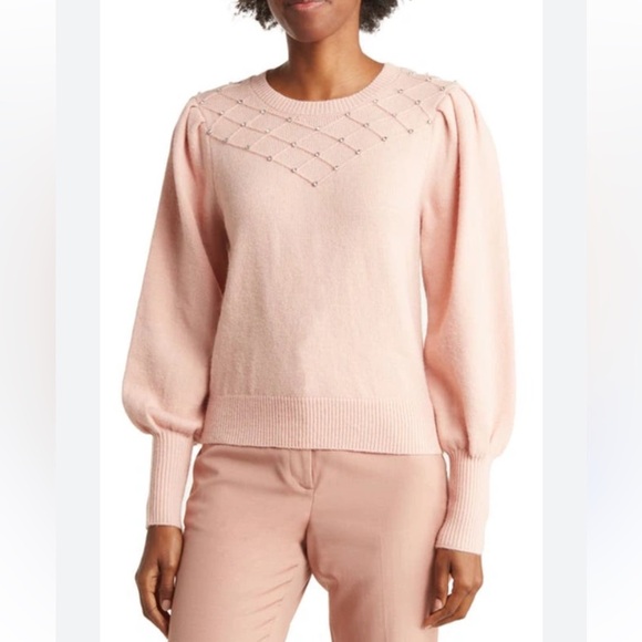 Nanette Embellished Long Sleeved Sweater in Mauve - Picture 1 of 9